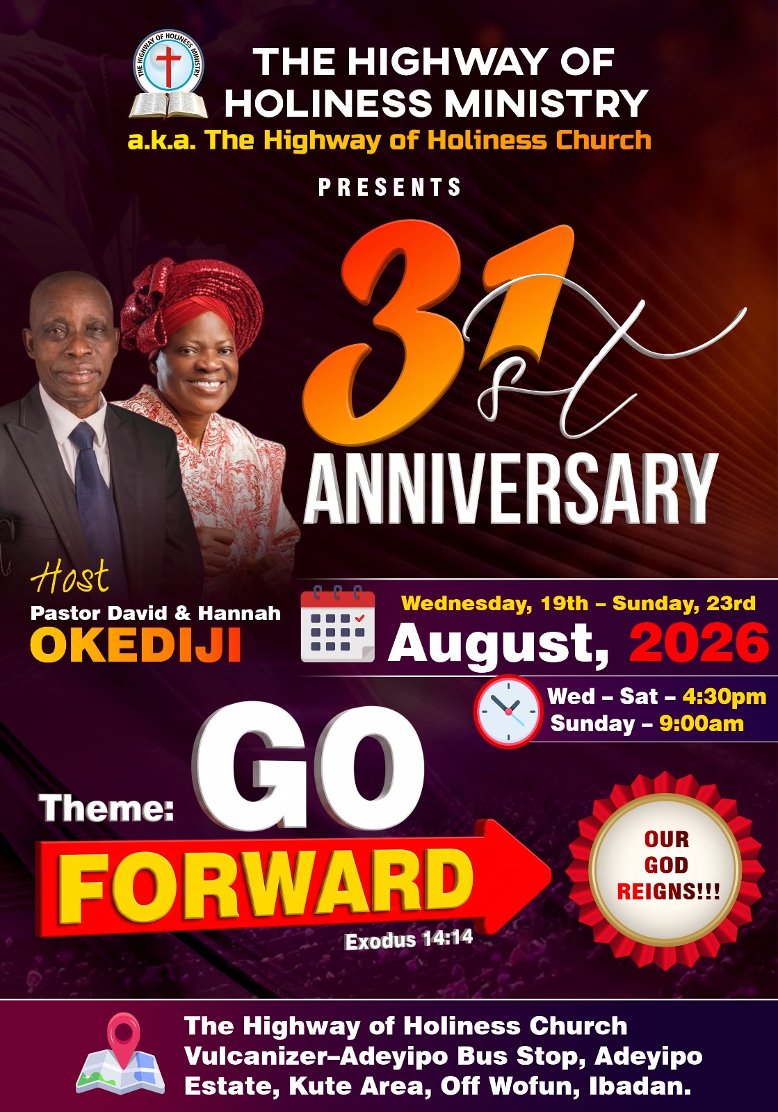 31st Anniversary flier: Go Forward, 19th to 23rd August 2026